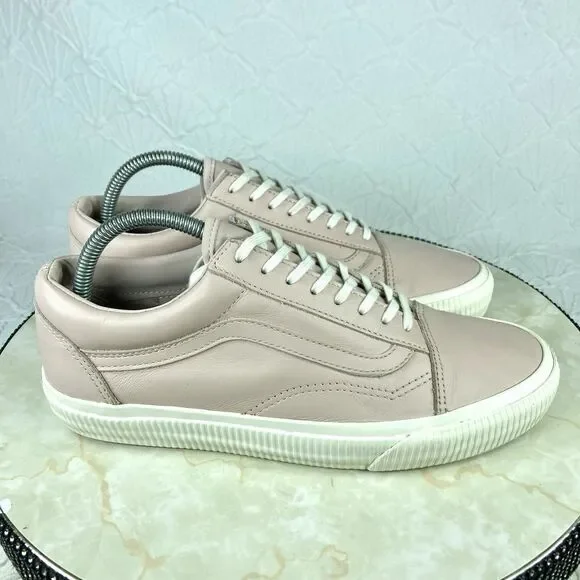 Vans Old Skool Sneakers Women 9.5 Pink Leather Classic Low Top Skate Retro Shoes - Picture 3 of 13